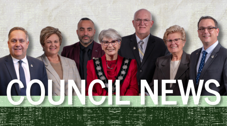 Photo of West Lincoln Mayor and Councillors with text that says Council News